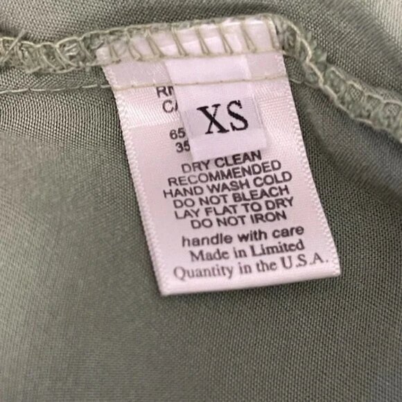 Lauren Moshi Green Button Up Top Womens XSmall Eye Heart Army Fringe Stud - Picture 9 of 10